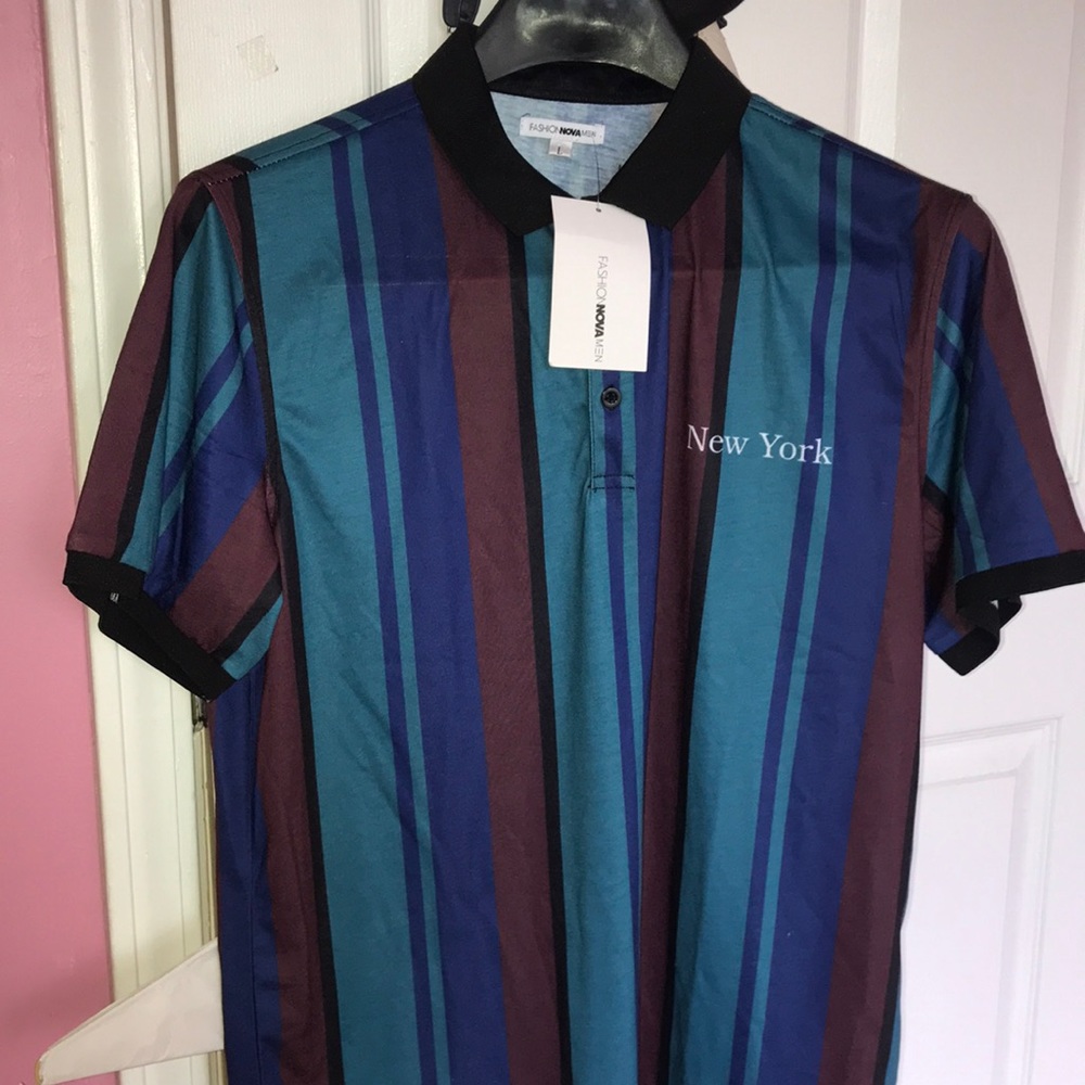 Large Fashion Nova Men New York Multicolor Striped